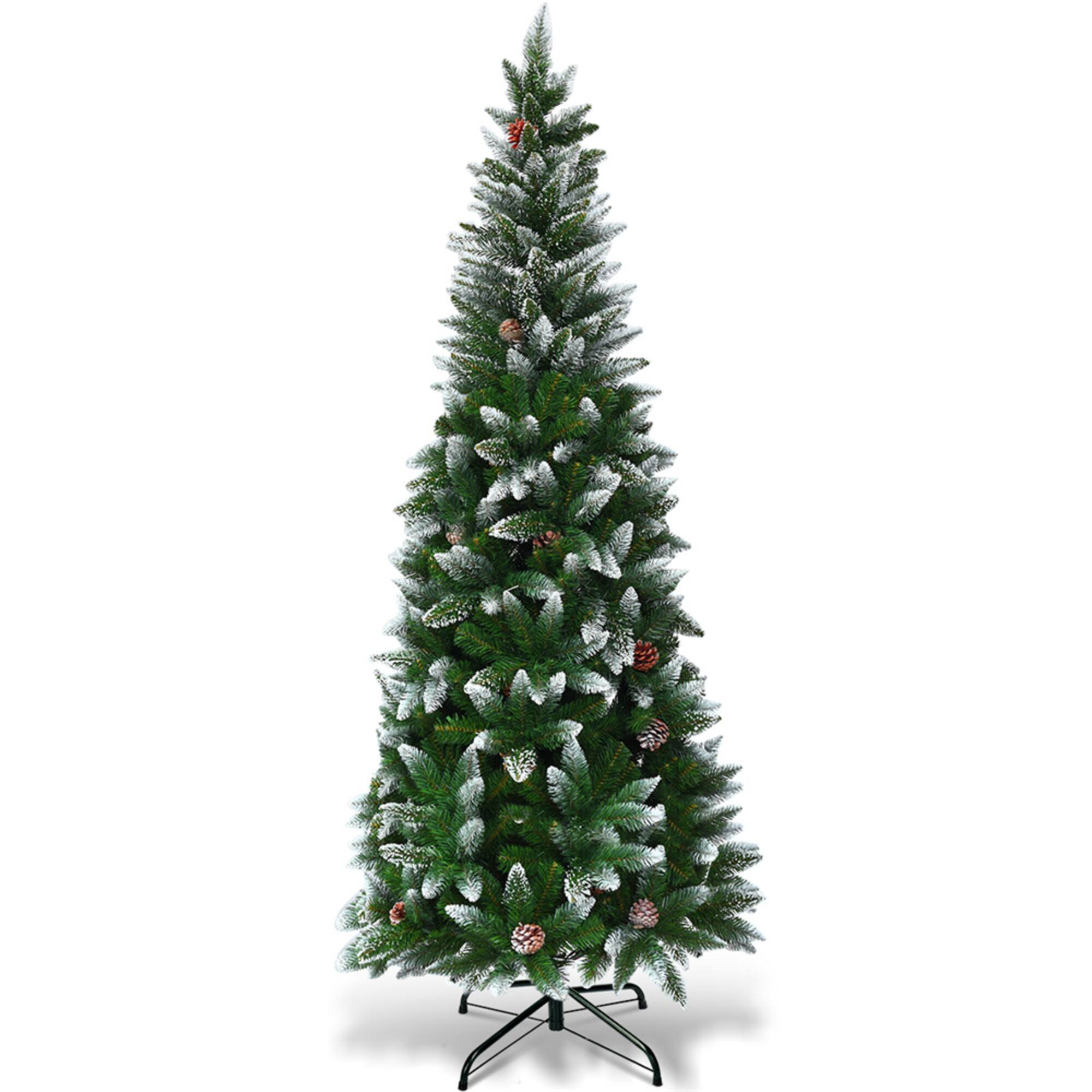 Costway 6ft. Unlit Snow Flocked Pencil Artificial Christmas Tree